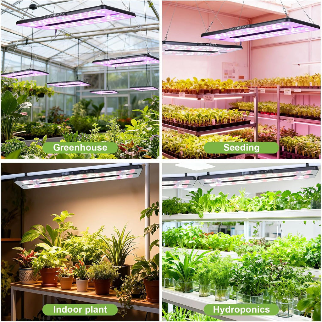 22" x 10" Grow Lights for Indoor Plants and Vegetables, Full Spectrum LED Growing Lamp for Indoor Garden Greenhouse - Features Two Smart Light Mode, 12~23H Timer - 2 Pack (2 in Series Black)