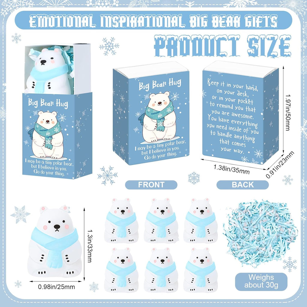 Wettarn 36 Sets Positive Polar Bear Gifts Cute Stress Balls with Support Gift Boxes Bear Hug Party Favors for Employee Coworker Friends Winter Desk Decor Office Relief Toys