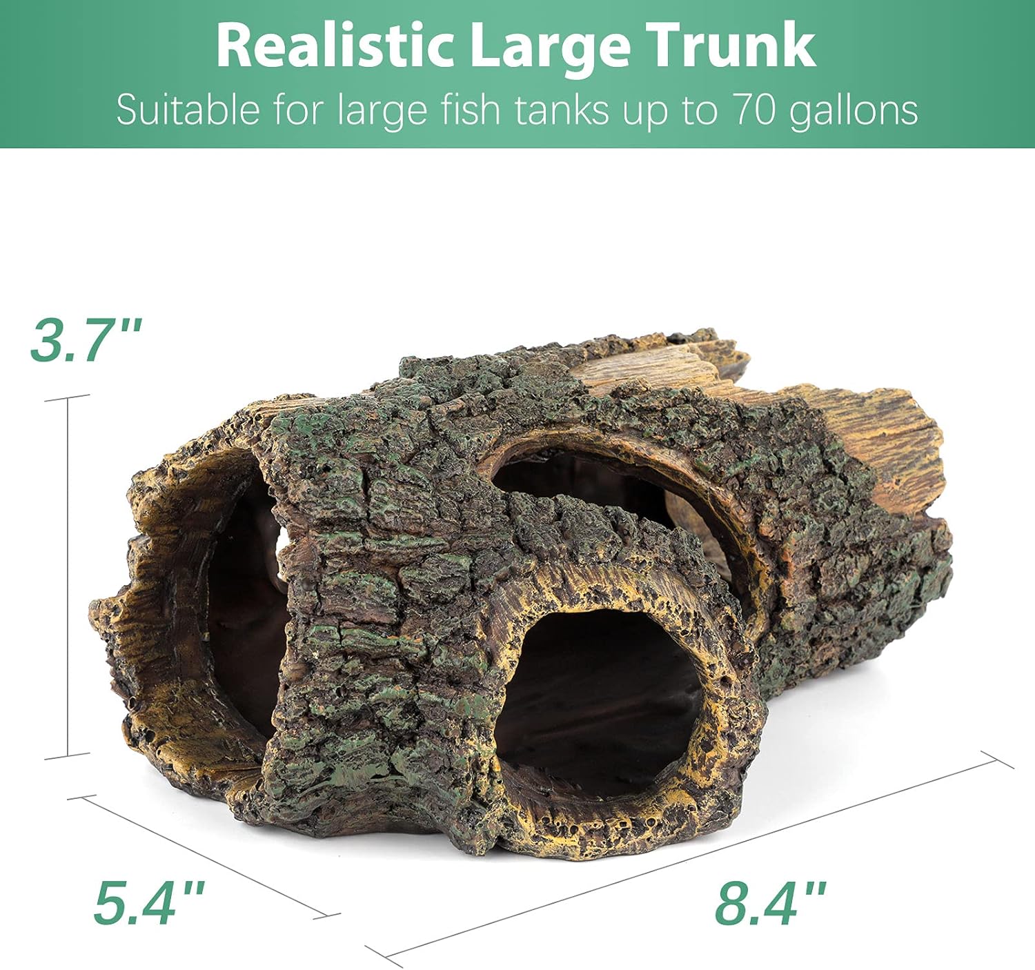 Uniclife Aquarium Large Betta Log Resin Hollow Tree Trunk Decor Artificial Wood Fish House Cave Bark Ornament with Hideout Holes for Shrimp Small Cichlid Lizard and Turtle in 10-70 Gallon Fish Tank