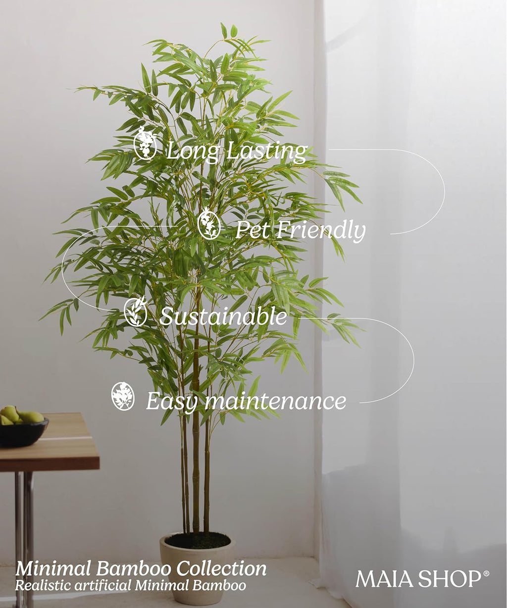 Maia Shop Artificial Bamboo Tree Minimal 7FT Tall, Fake Tree Realistic Leaves, Faux Silk Plant Made with The Best Materials, Artificial Tree for Home Decor Indoor, 83 inches