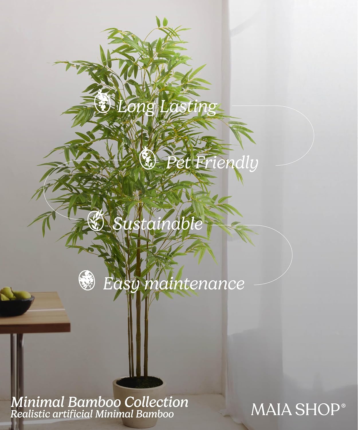 Maia Shop Artificial Bamboo Tree Minimal 7FT Tall, Fake Tree Realistic Leaves, Faux Silk Plant Made with The Best Materials, Artificial Tree for Home Decor Indoor, 83 inches