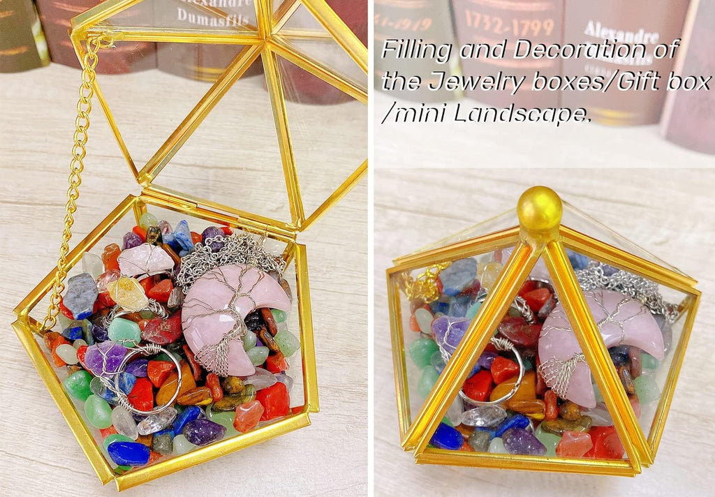 QINJIEJIE 1.5lbs 680g Chakra Crystals Tumbled Stones Polished Rocks Chips Stone Crushed Crystal Healing Natural Gem Gravel Home Decoration Aquarium Tank Plants Vase Filler Landscape Bottom Ornament
