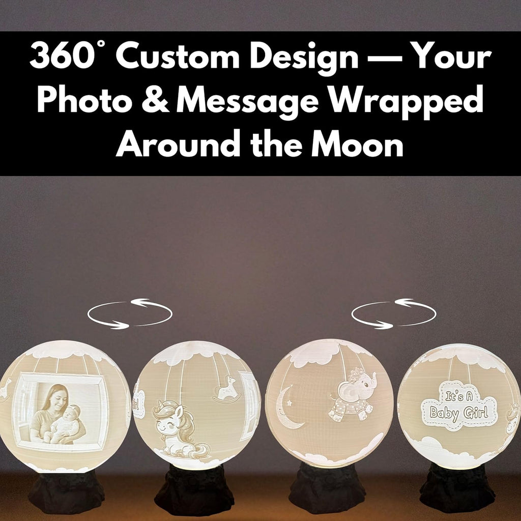 Baby Girl Moon Lamp – Personalized “It’s a Girl” Custom Moon Light with Text & Photo | Newborn Nursery Night Light | Custom Baby Shower, Birth Announcement Gift Keepsake, Baby Girl Decor