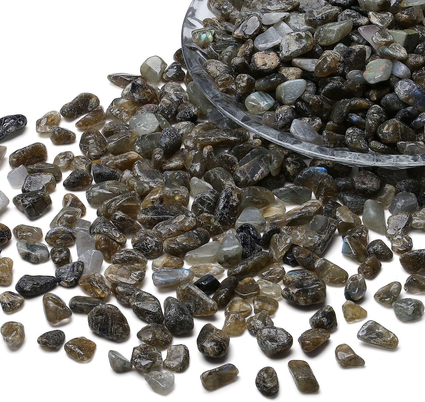 LAIDANLA Labradorite Crushed Stone Crystal Chips Bulk Natural Gemstones Healing Reiki Crystals Mini Quartz Vase Filler Aquarium Gravel 100g