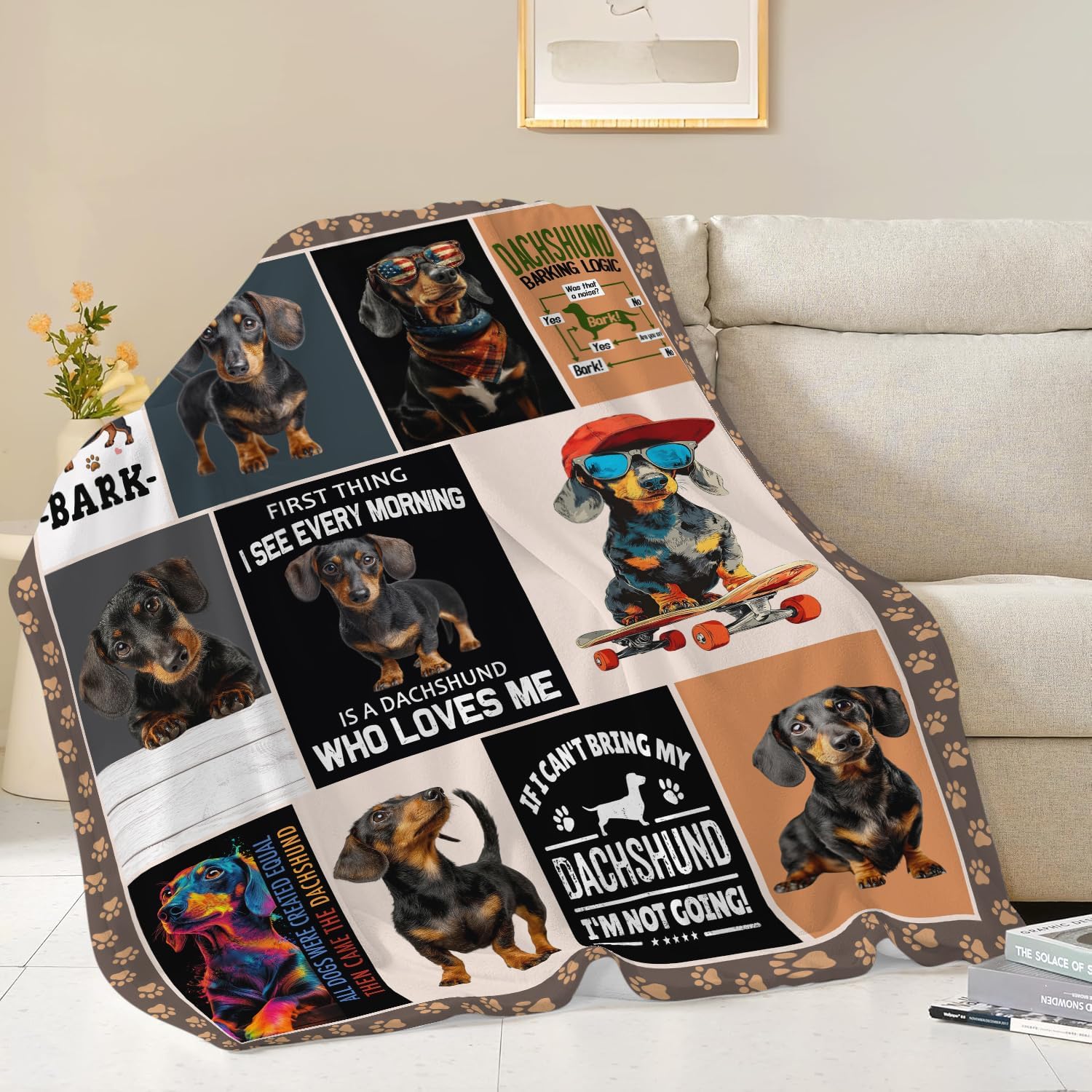 Dachshund Throw Blanket Weiner Dog Dachshund Puppy Stuff Gifts for Dog Lover Kids Girls Boys Adults Women Men Soft Cozy Warm Plush Fluffy Fuzzy Fleece Blanket Decor 60''X80''