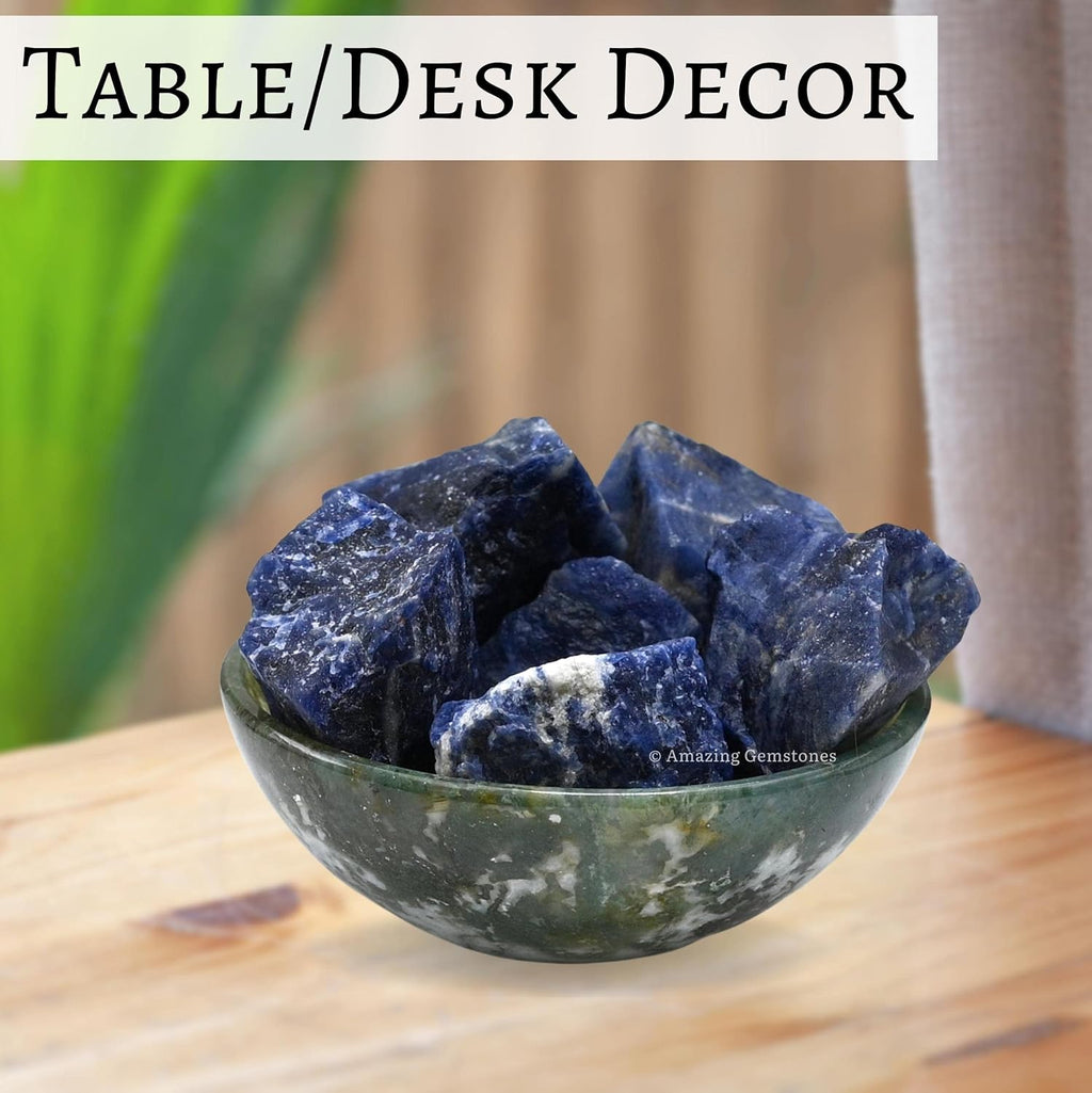 Sodalite Raw Crystals and Healing Stones, Natural Rocks for Tumbling and DIY Raw Stones and Crystals (1 lb)