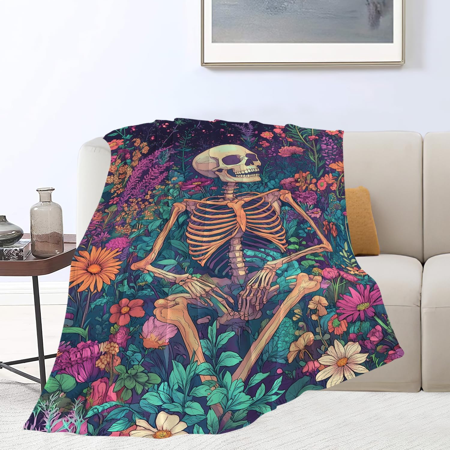 Skull Throw Blanket Skeleton Stuff Gifts for Kids Girls Boys Adults Women Man Soft Cozy Warm Plush Fluffy Fuzzy Fleece Blanket Decor 40''X50''