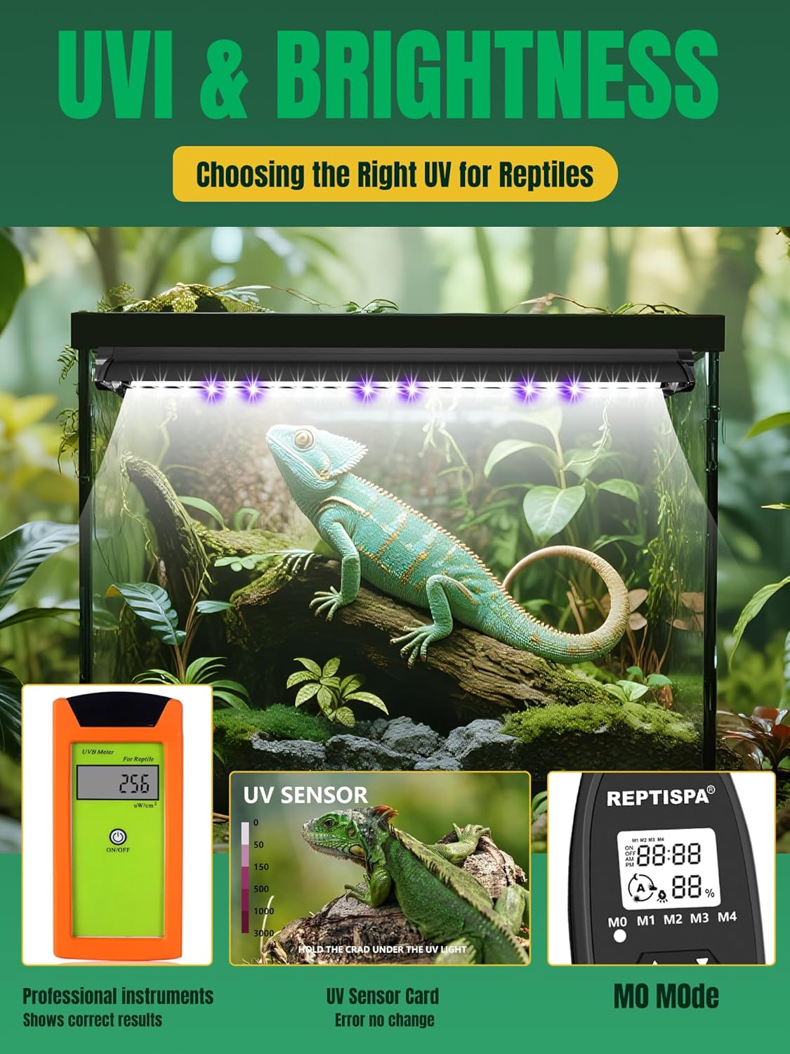 LED UVB Light for Reptiles, 22W 27-Inch Reptile LED Light for Bearded Dragon Lizard Gecko Snake Turtle, Aluminum UVA UVB Lamp Fixture Controller with Dimming and 4 UVI Modes