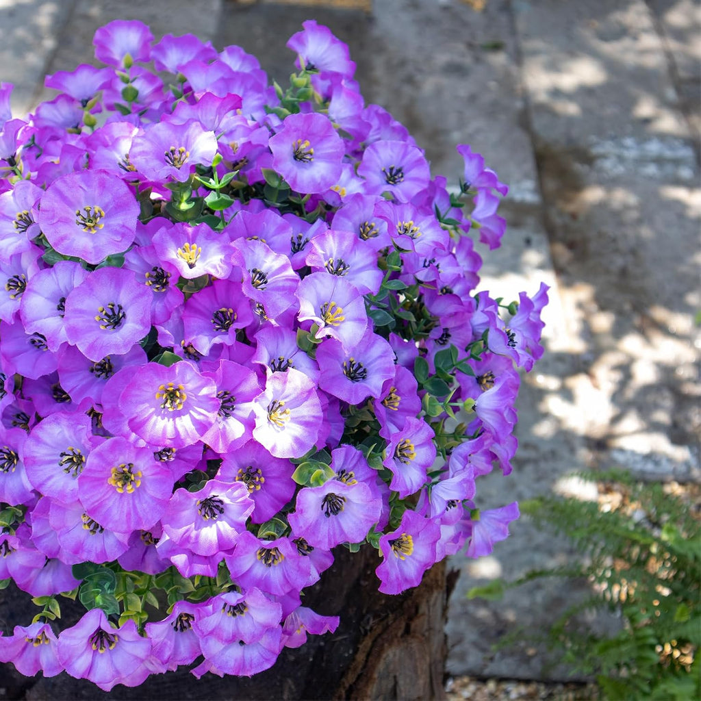 Artificial Flowers for Outdoors,UV Resistant Artificial Outdoor Flowers,Not-Fading Faux Flowers for Outdoor Planters Front Door Porch Yard Patio Garden Home Decor,12 Bundles(Gradient Purple)