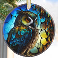 2025 Christmas Ornament - Christmas Tree Decoration, Round Ceramic Holiday Decor - Gift Idea for Friends, Exchange - Owl Theme