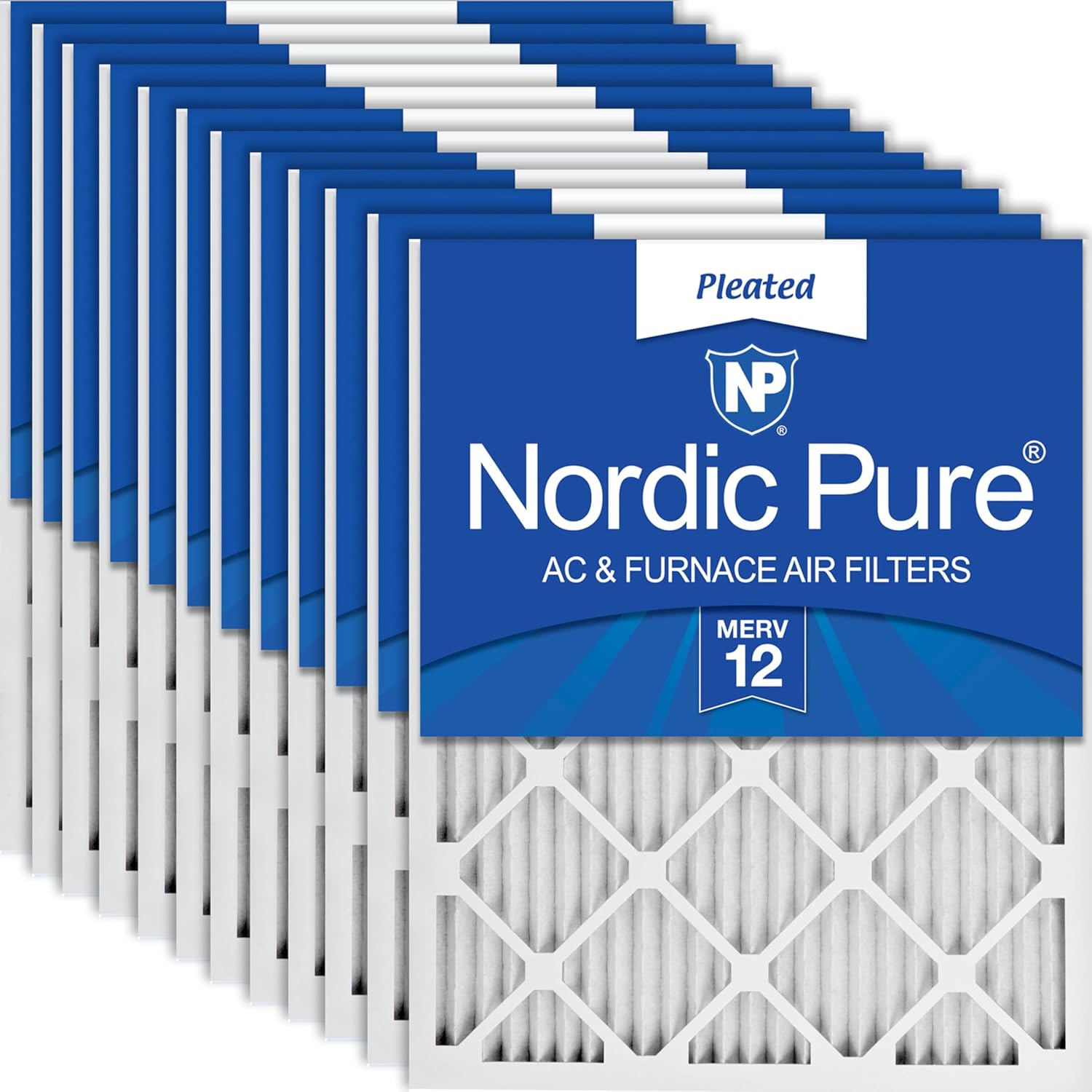 Nordic Pure 20x25x1 (19 1/2 x 24 1/2 x 3/4) Pleated MERV 12 Air Filters 12 Pack