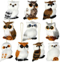Skylety 10 Pieces Forest Animals Ornaments Woodland Animal Faux Fur Plush Hanging Ornaments Family Educational Playset for Fall, Christmas, Winter Birthday Party Supplies(Owls)