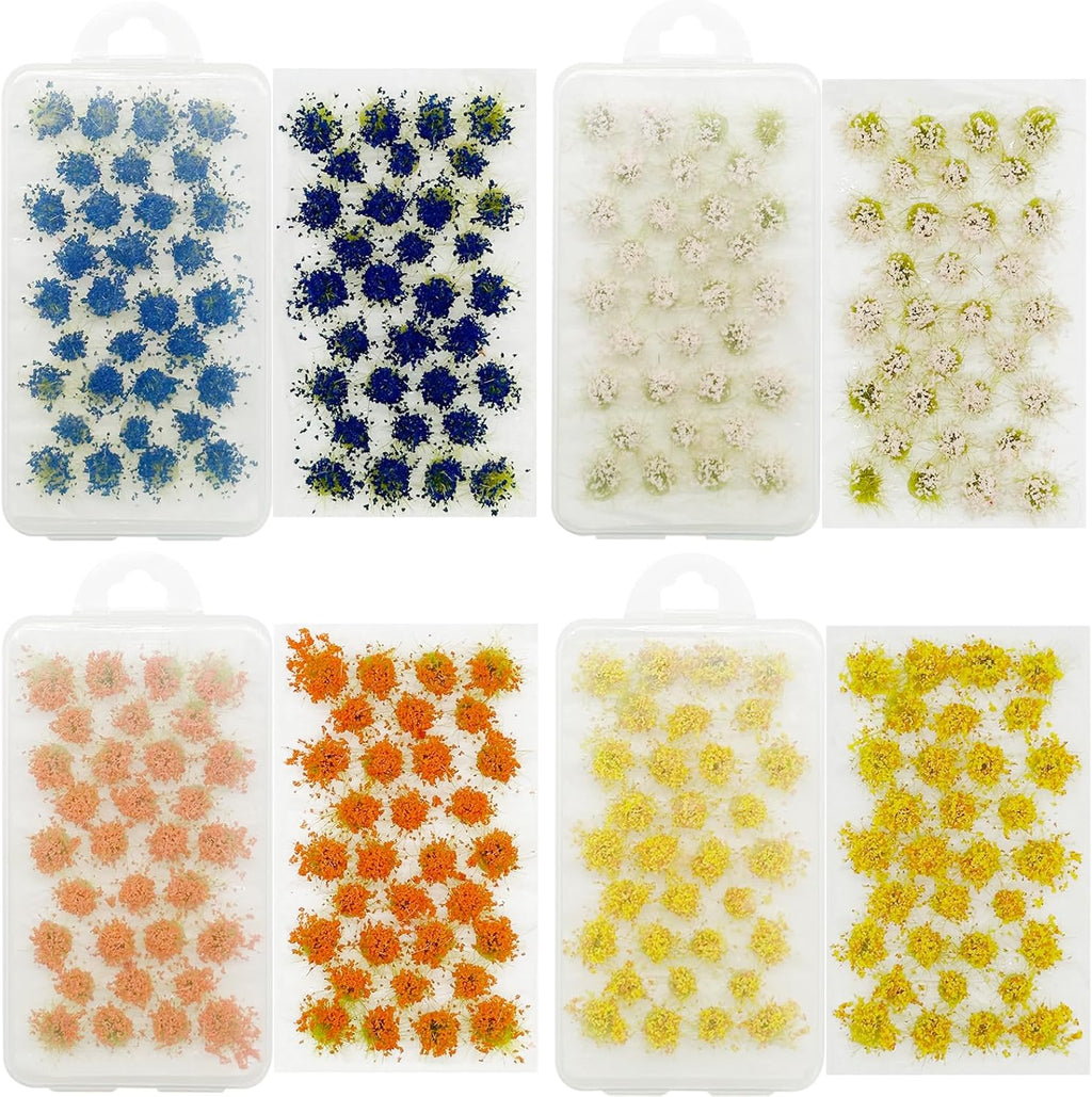 Cayway 128 PCS Static Flower Tufts Miniature Flower Cluster Static Grass Tufts for Model Train Railroad Scenery DIY Miniature