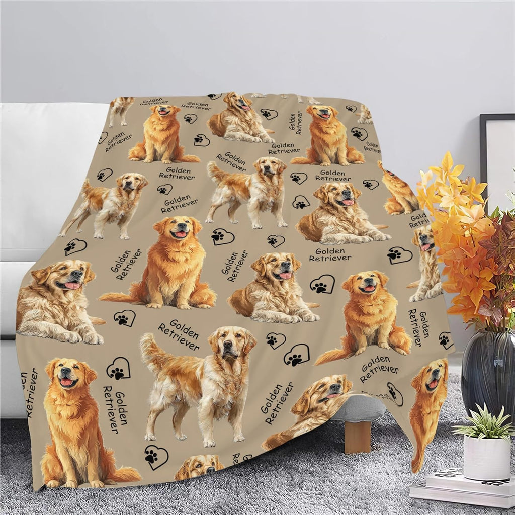 Golden Retriever Throw Blanket Golden Retriever Puppy Stuff Gifts for Dog Lover Kids Girls Boys Adults Women Men Soft Cozy Warm Plush Fluffy Fuzzy Fleece Blanket Decor 40''X50''