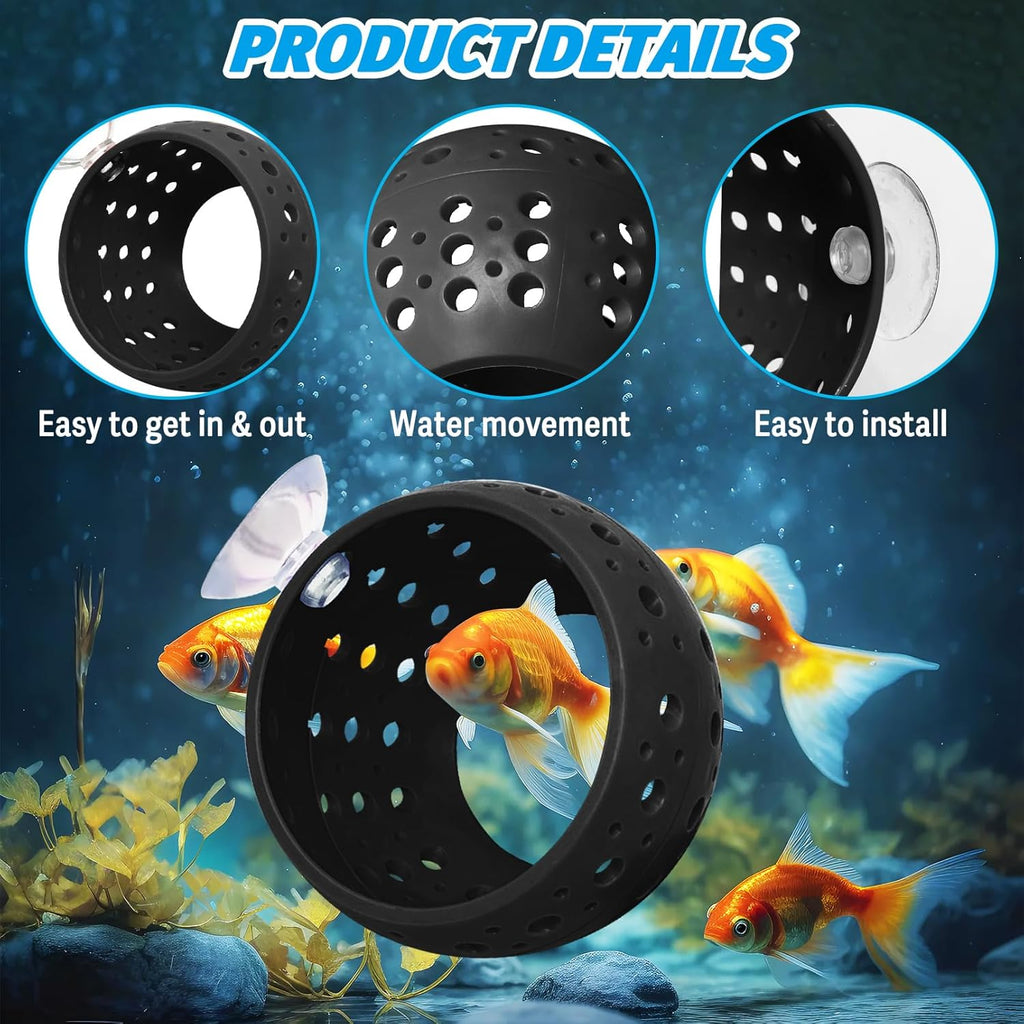 Fhiny Betta Tunnel, Aquarium Fish Hideout with Suction Cup - Shrimp Cave Aquarium Decor for Small Fish, Shrimp, Guppy Hiding & Resting (Black)