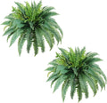 Fake Ferns Artificial Ferns for Outdoors Large Faux Ferns UV Resistance for Outdoor Large Planter Realistic Artificial Boston Fern Plants for Garden Balcony Terrace Decor 25.6In,2Pack,60Leaves