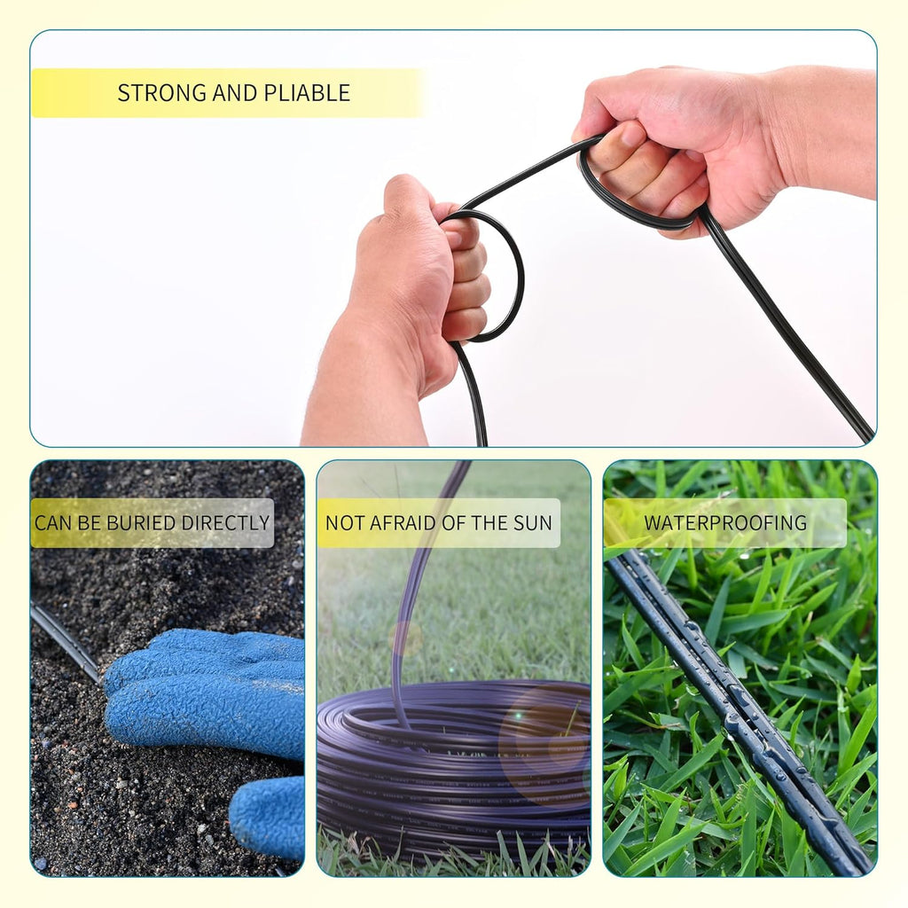 LUCKY TL 12/2 Low Voltage Landscape Wire 100 Feet, 12 Gauge 2 Conductor, Outdoor Waterproof, Direct Buried Landscape Lighting Wire, Pure Copper Making (100FT)