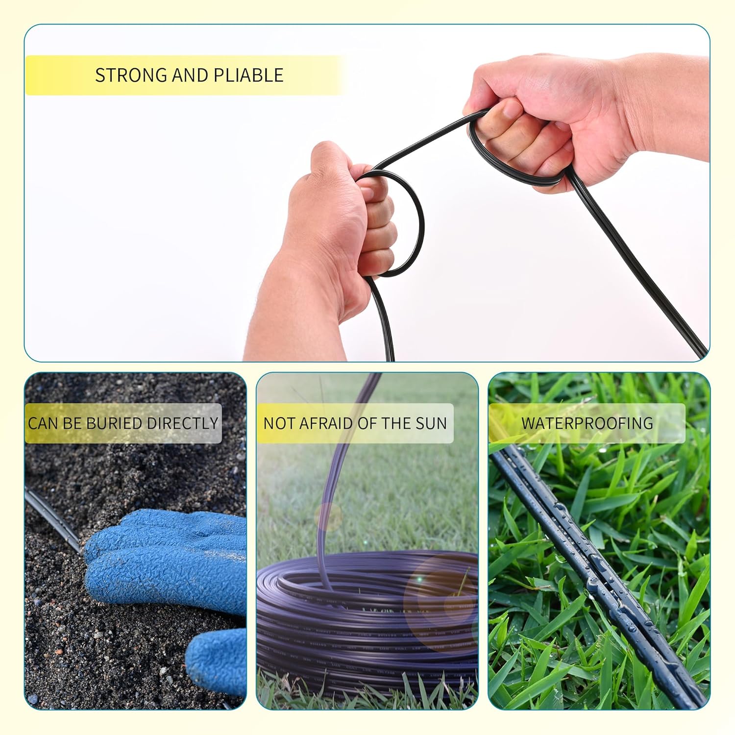 LUCKY TL 12/2 Low Voltage Landscape Wire 500 Feet, 12 Gauge 2 Conductor, Outdoor Waterproof, Direct Buried Landscape Lighting Wire, Pure Copper Making (500FT)