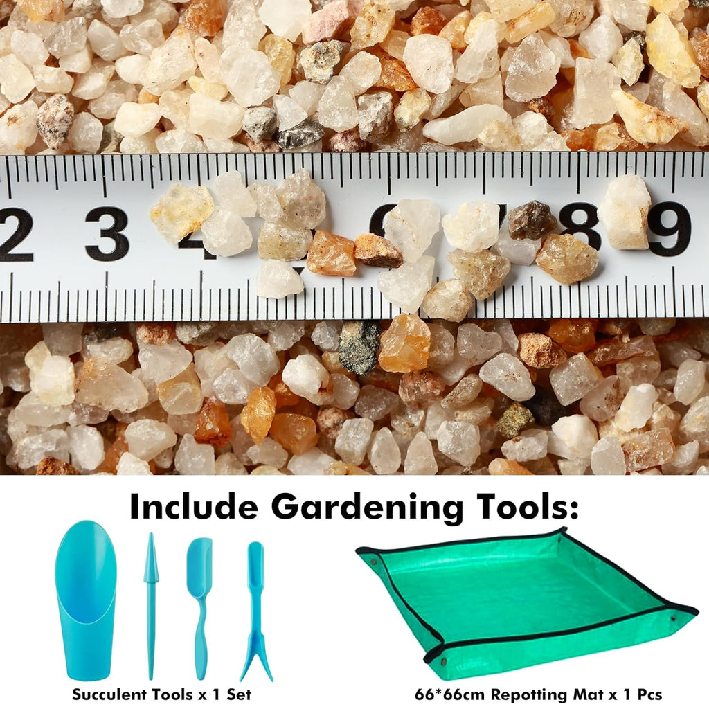 18 Pounds Coarse Silica Sand Succulent and Cactus Bonsai Stones Soil Cover Gravel for Indoor Outdoor Plants Natural Decorative Rocks for Fairy Gardening, Vase Fillers, Aquariums, Carnivorous Plant Mix