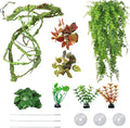 kathson 8 PCS Reptile Vines Plants Flexible Bendable Jungle Climbing Vine Terrarium Plastic Plant Leaves Pet Tank Habitat Decor for Bearded Dragons Lizards Geckos Snakes Frogs and More Reptiles