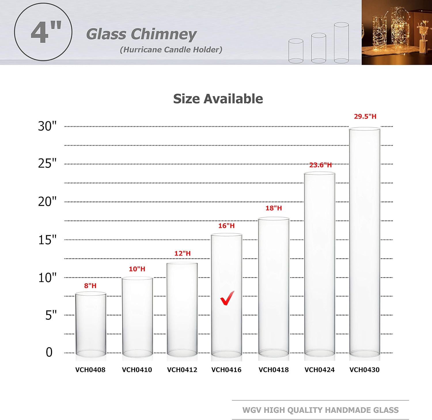 WGVI Hurricane Candle Holder Sleeve, Wide 4", Height 16", Clear Glass Cylinder Candleholder, Chimney Tube, Open Ended Candle Shade, 12 Pieces Bulk