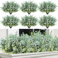 RECUTMS 20 Bundles Faux Eucalyptus Stems Artificial Plants Outdoor Faux Greenery for Outdoor Planters Boxwood Bushes for Farmhouse Bathroom Office Vase Centerpiece Indoor Outdoor Decor(Dusty Blue)