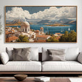 YDYSUNE Large Wall Art Framed Costal Wall Decor Retro Ocean Canvas Decor Sailboat Painting Village Seascape Artwork for Living Room Bedroom Dining Decoration Size 29x58 Inches
