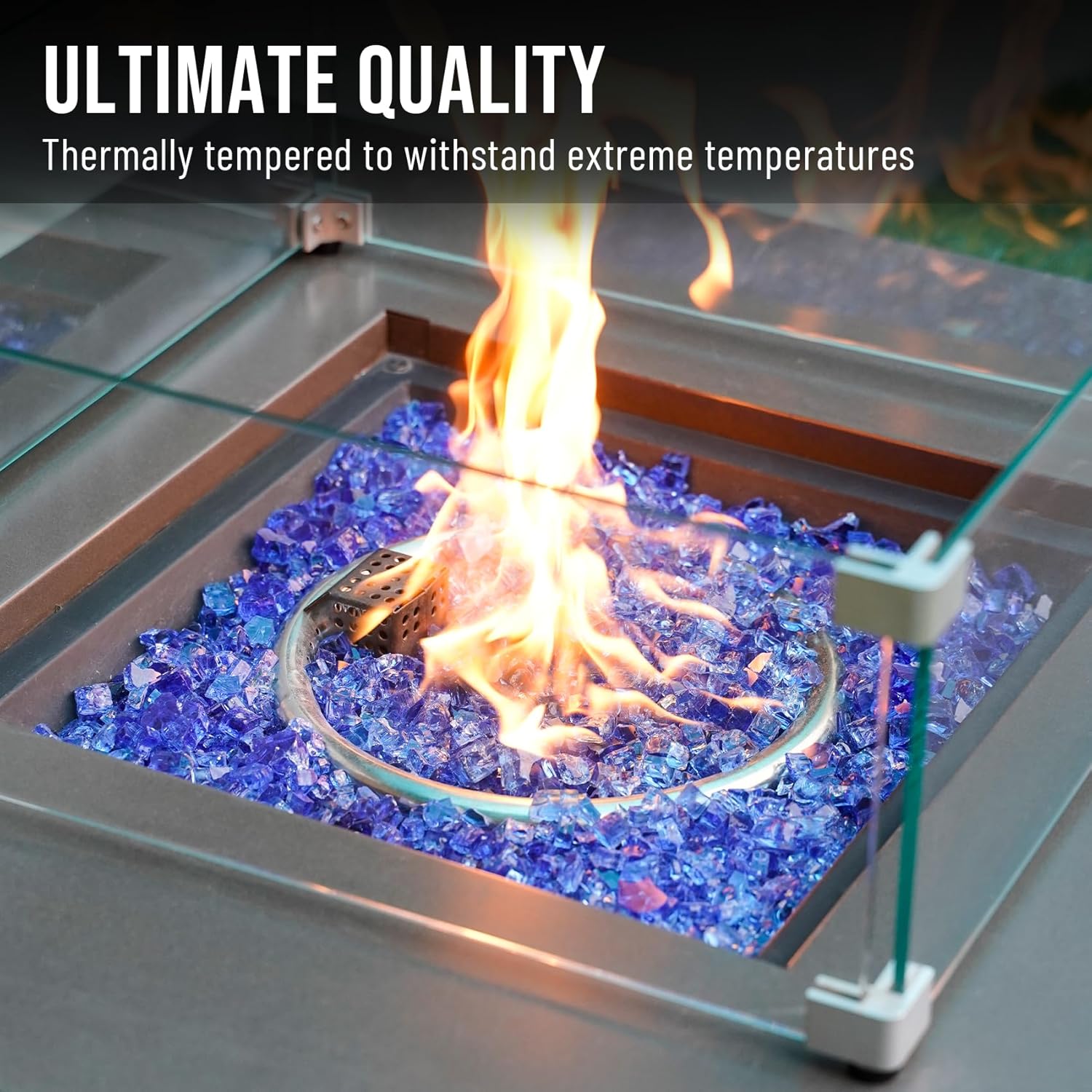 Skyflame High Luster 10-Pound Regular Fire Glass for Fire Pit Fireplace Garden Landscaping Cobalt Blue 1/2" Size