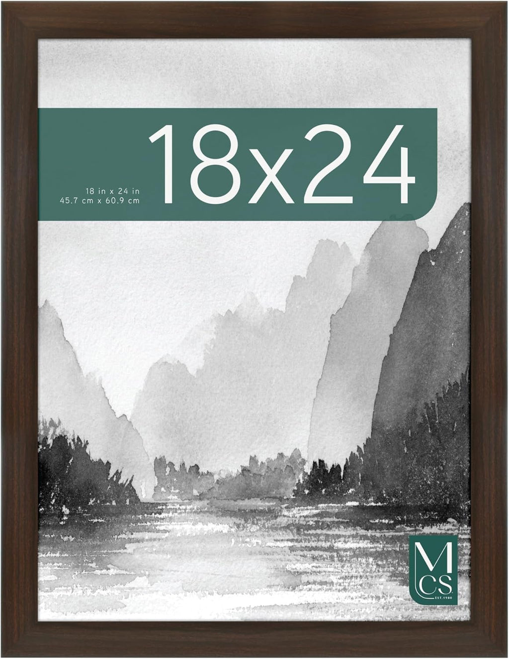 MCS Museum Poster Frame 18x24 Espresso Woodgrain, Vertical & Horizontal Wall Hanging Large Picture Frame for Photos, Posters & Art Prints (1-Pack)