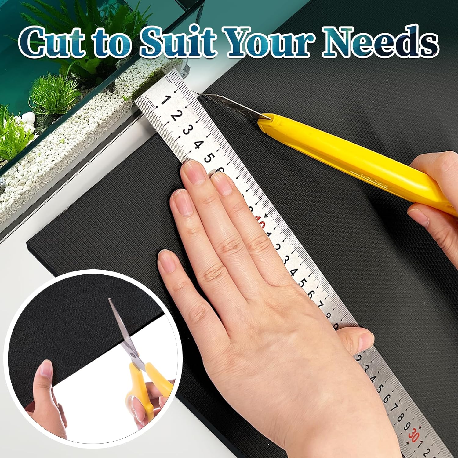 48x24 Inch Aquarium Leveling Mat - Neoprene Non-Slip Shockproof Fish Tank Pad, 0.2" Thick Waterproof Tank Base Cushion for Uneven Surfaces, Cut-to-Size Floor & Desktop Protector