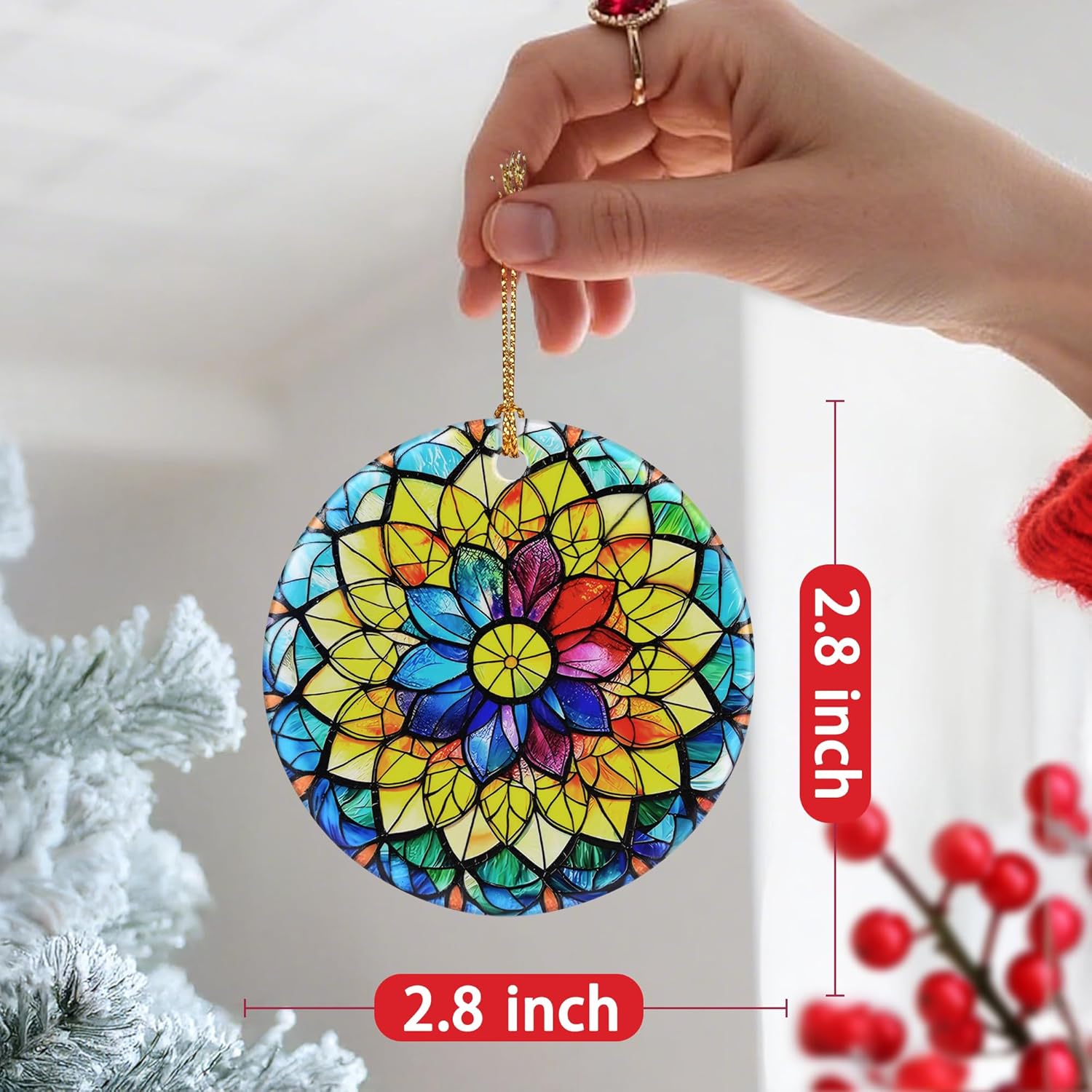 Christmas Ornaments, Ceramic-Style Christmas Decorations, Xmas Tree Ornaments, Heirloom Keepsakes, Holiday Dcor, Holiday Presents, Unique Xmas Gifts, Gift Exchange, Gift Idea - Rainbow Mandala