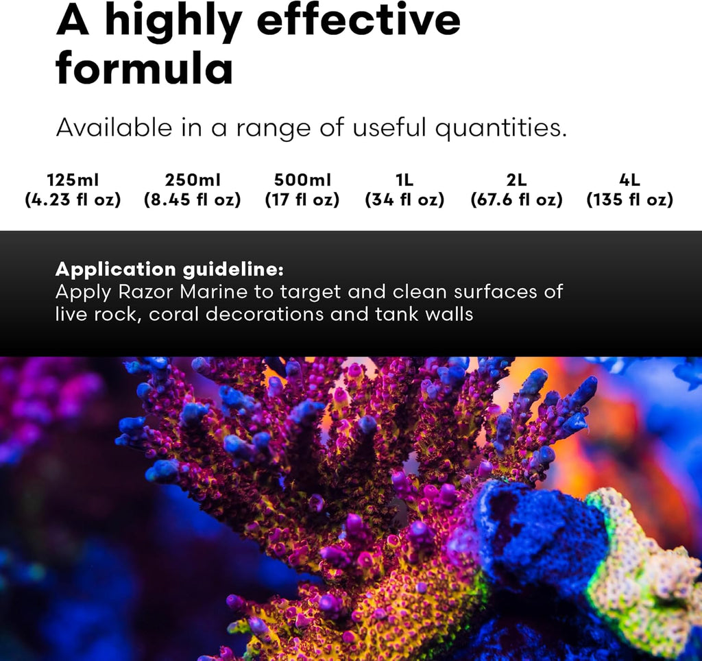 Brightwell Aquatics - Razor Marine - Unique Systemic Fish Tank Cleaner for Marine Aquariums - Aquarium Water Treatments, 33.8 fl oz