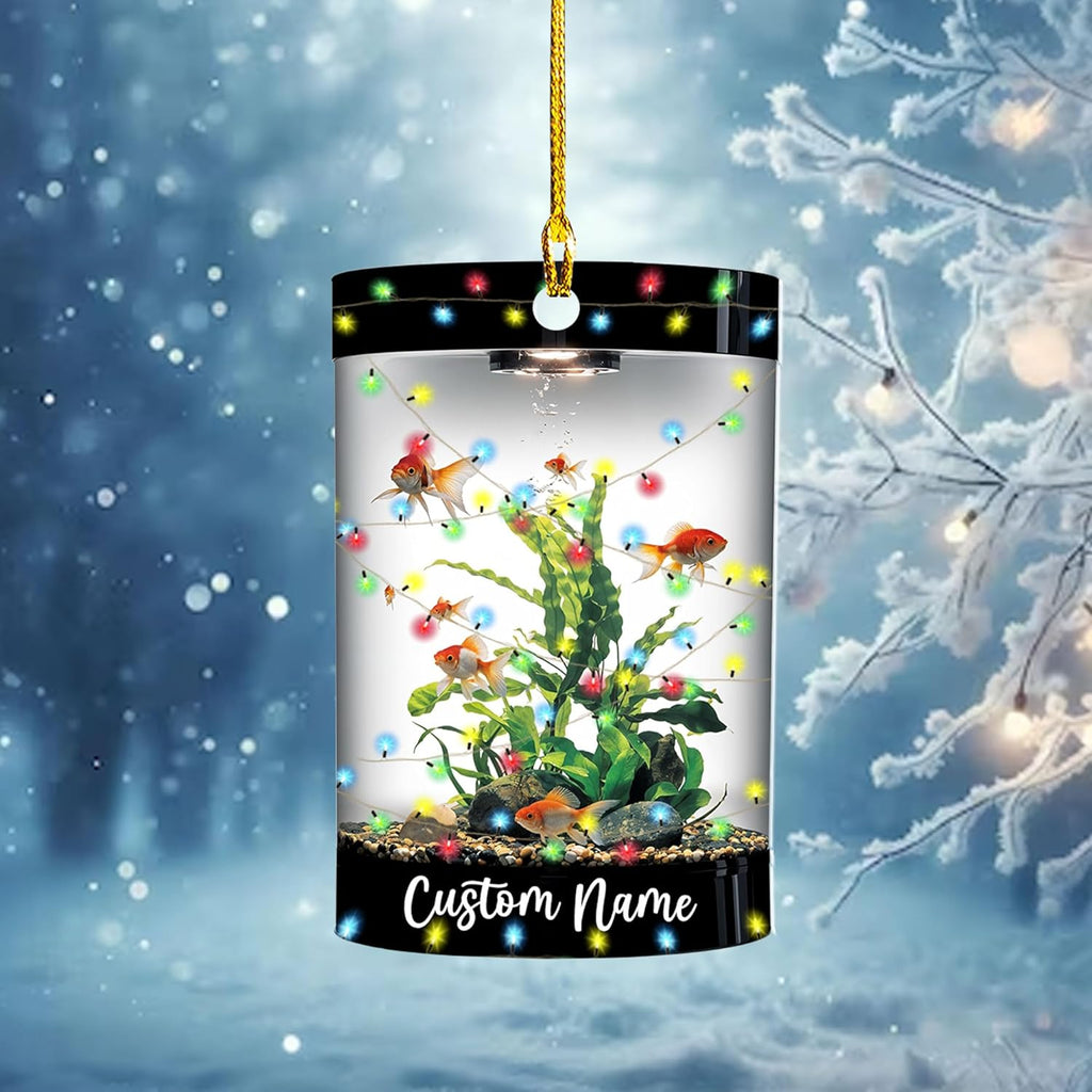 Personalized Aquarium Christmas Ornament, Fish Christmas Ornament, Gift for Fish Lover, Custom Aquarium Christmas Tree Keepsake, Kids First Gift Ideas, Pet Kids Ornament (AFT5)