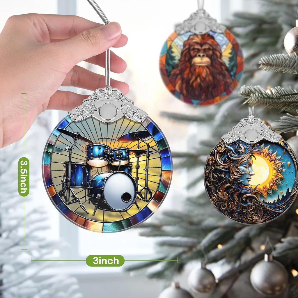Christmas Ornament, 2025 Ornaments for Christmas Tree, Stained Glass Hanging Ornament, Holiday Ornaments, Unique Gift Idea - Drum Set