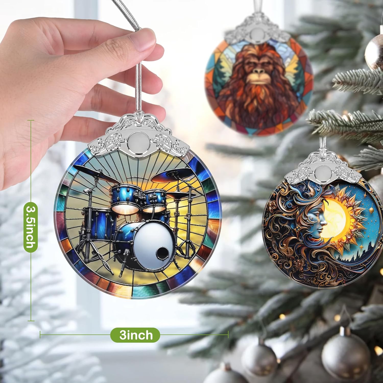 Christmas Ornament, 2025 Ornaments for Christmas Tree, Stained Glass Hanging Ornament, Holiday Ornaments, Unique Gift Idea - Drum Set