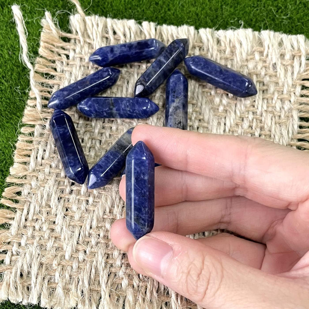 ZHIYUXI Blue Sodalite Crystal Healing Crystals Bulk Blue Stones and Crystals Gemstone Tumbled Polished Energy Reiki Wholesale Crystal Wands DIY Decor Gifts 10 Pcs
