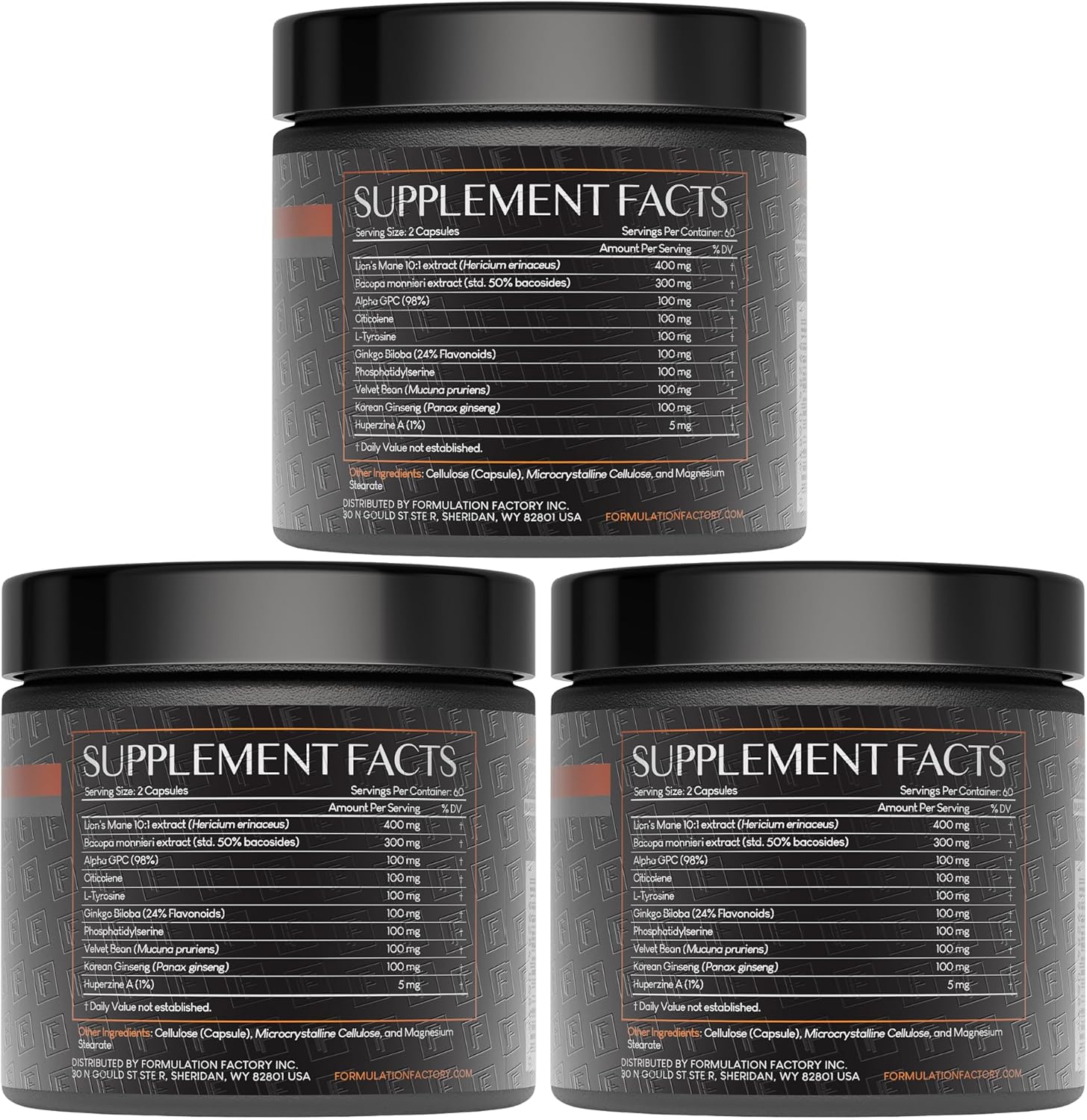 Formulation Factory Boss Mode 10-in-1 Nootropic Cognitive Enhancement Supplement, Focus & Memory Booster, Featuring Lion’s Mane, Bacopa Monnieri, Alpha-GPC, Ginseng & More 360 Capsules (3 Pack)