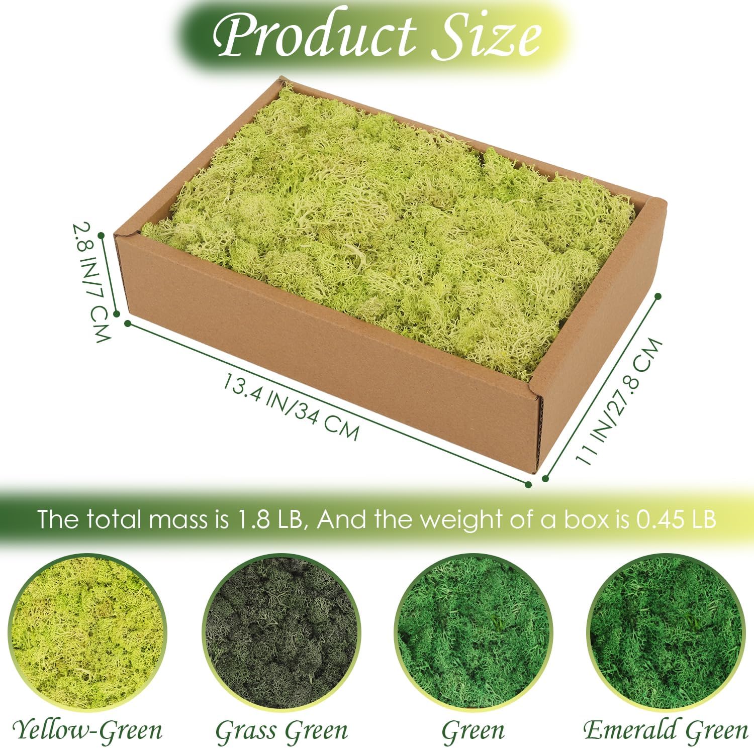 Preserved Moss,Moss Wall Art Moss Art Reindeer Moss Decorative Moss, Green Moss Crafting Moss for Crafts DIY Arts Wall Home Office Terrariums Wedding Decoration (Multicolored,1.8 Lb)