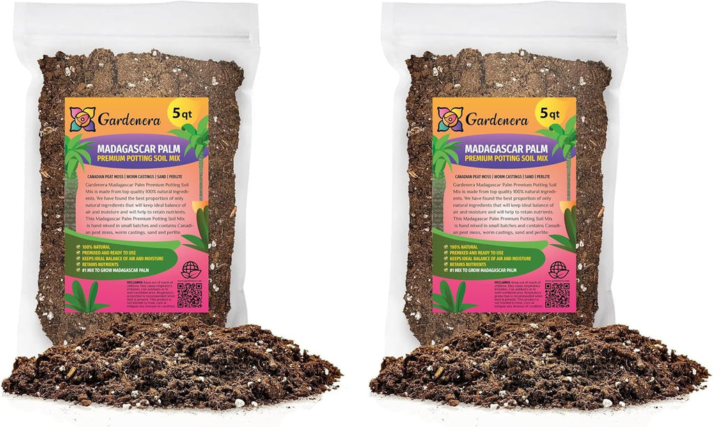 Gardenera Madagascar Palm Plant Potting Soil - All-Natural Blend for Thriving Palms - Boosts Root Health and Distinctive Elegance - 10 Quart