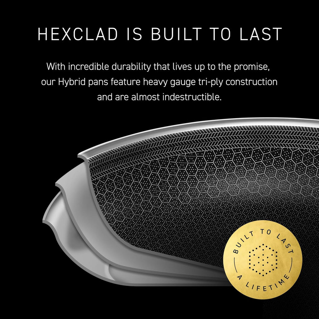 HexClad Hybrid Nonstick 5-Quart Dutch Oven with Stainless Steel Lid, Stay-Cool Handles, Dishwasher-Friendly, Oven-Safe Up to 900°F, Induction Ready, Compatible with All Cooktops