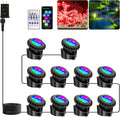 T-SUN Underwater LED Pond Lights – IP68 Waterproof Submersible Fountain Lights with Bluetooth App & Remote, 16 Million Colors Underwater Lighting for Koi Ponds/Garden Water Features Aquarium (10-Pack)