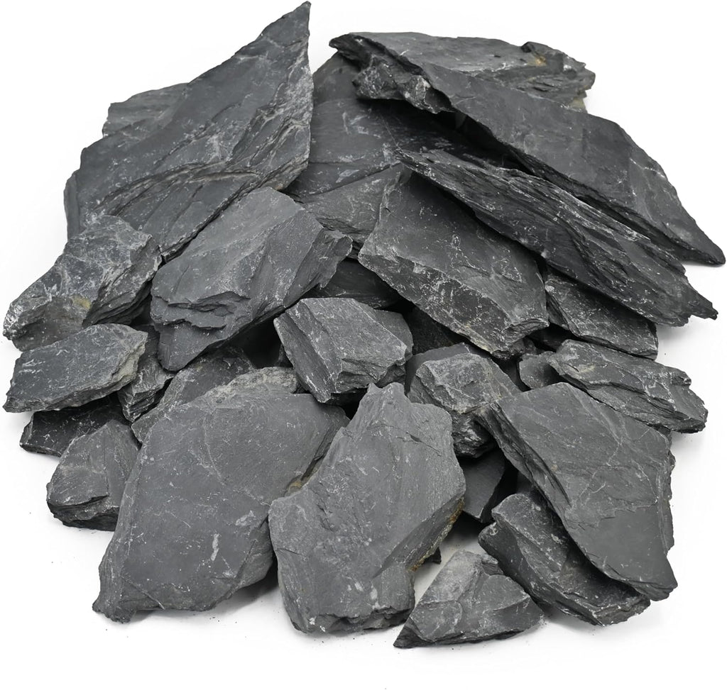 Unocho Natural Slate Stone Reptile Basking Platform Rocks 20lb Tortoise Habitat Flat Rocks for Aquarium Amphibian Vivariums Paludarium Garden Landscaping and Model Railroad(2-8 inches)