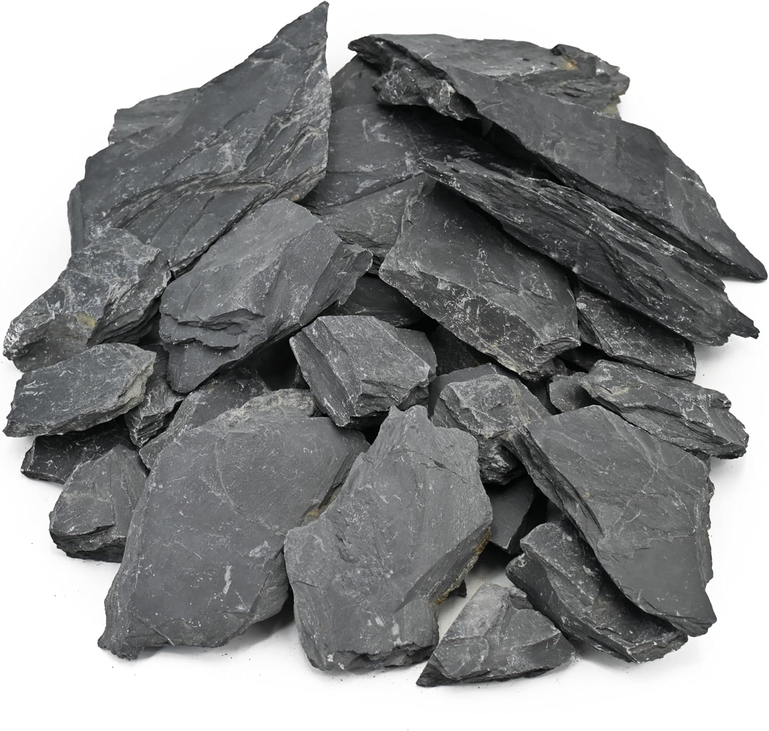 Unocho Natural Slate Stone Reptile Basking Platform Rock 10lb Fish Tank Rocks for Aquascaping Terrarium Decoration&Reptile Habitats Tortoise Enclosures(2-6 inches)