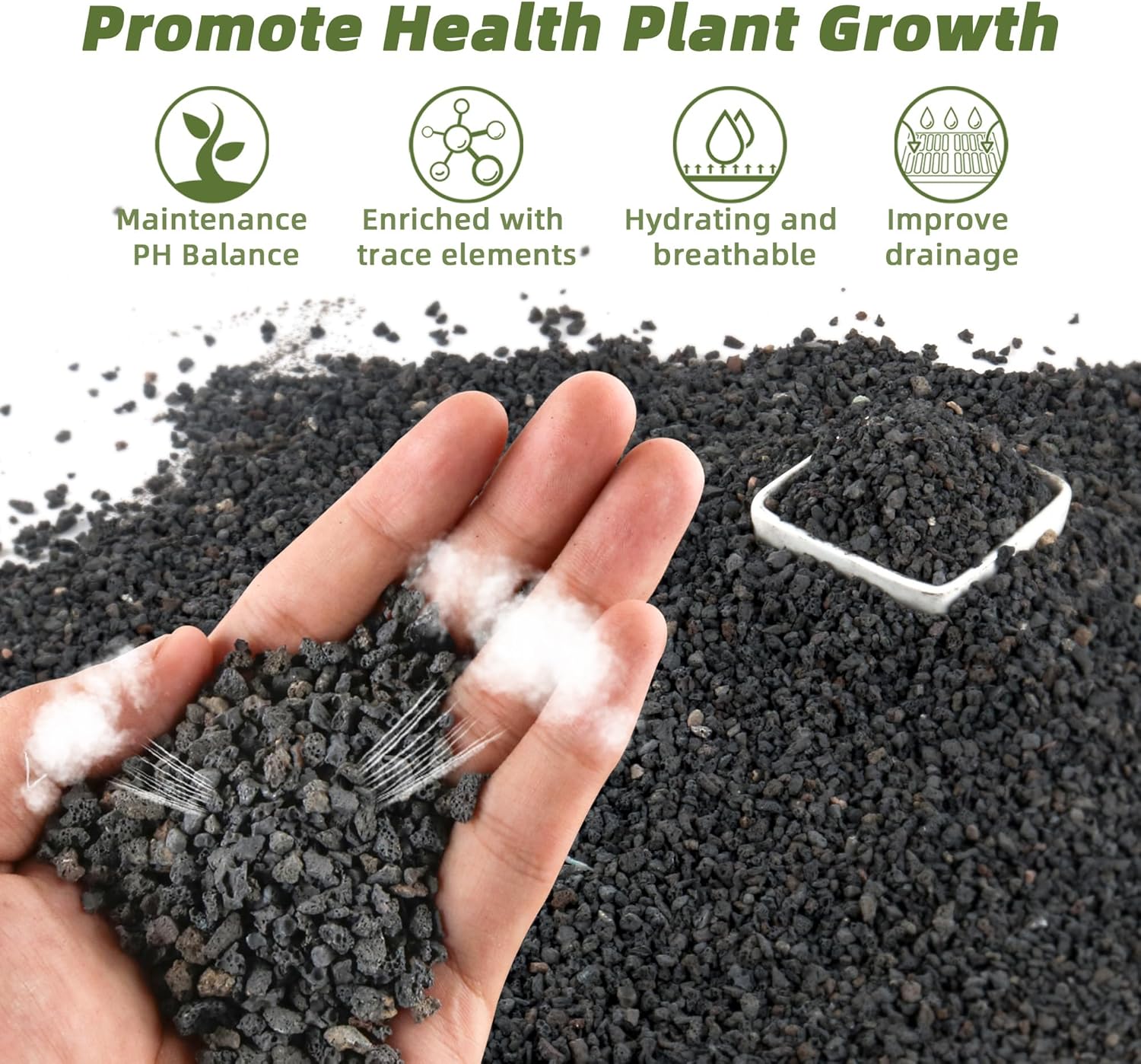 7LB Black Lava Rocks for Plants, Volcanic Rock Horticultural Lava Rock Soil for Landscaping Plants Drainage, Small Lava Rock Gravel for Succulents, Bonsai, Vase Fillers, Top Dressing
