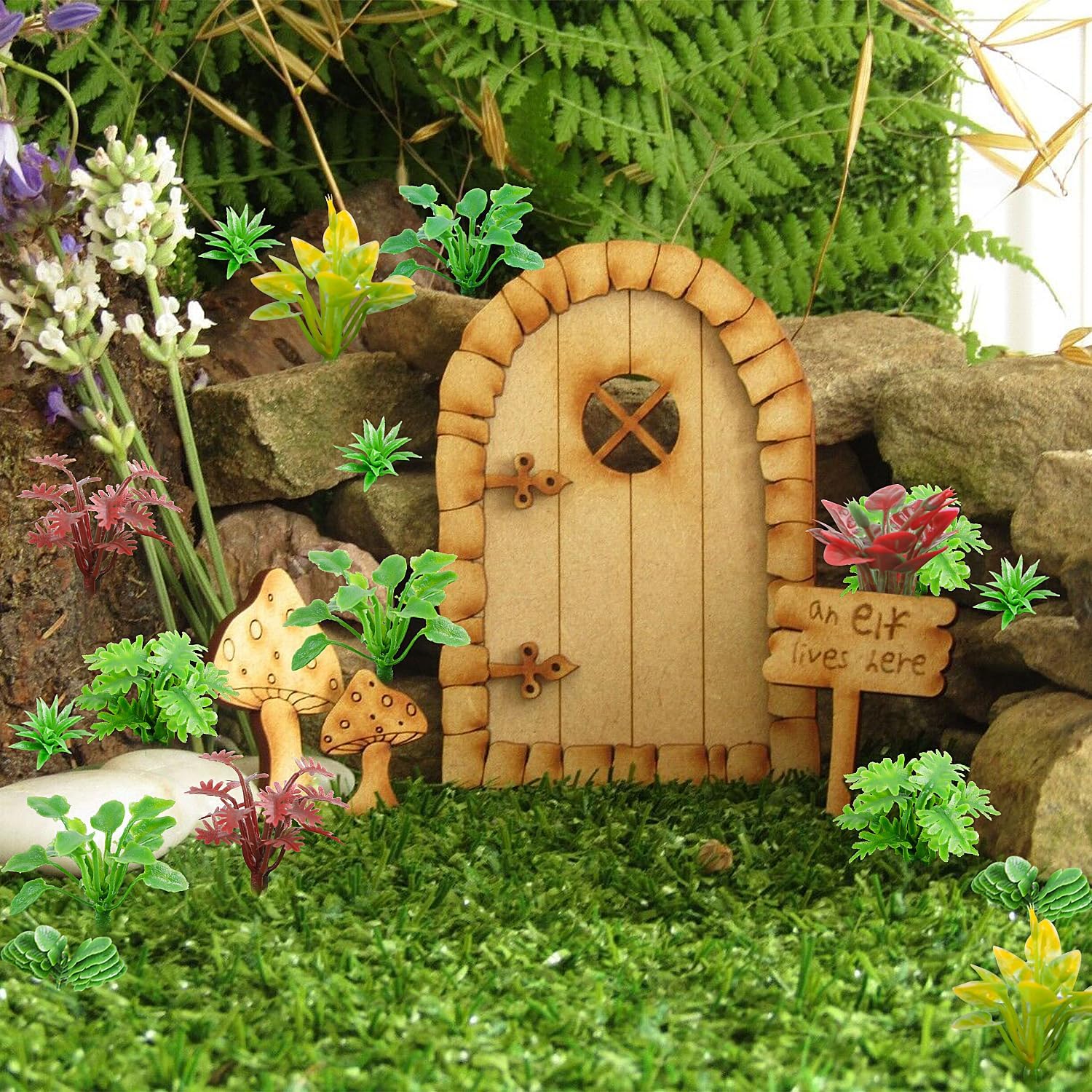 FOIMAS 100pcs Miniature Plant Set - Mini Trees, Flowers, Shrubs for Fairy Garden, Diorama, Train Scenery, Sand Architecture Model Craft Supply