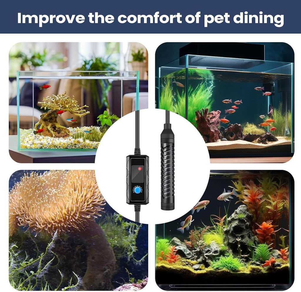 Fish Tank Heaters,100W Vertical Installation Heater | Saltwater Thermostat with Suction Cups | for Fish Betta Pond Turtle Reptile Saltwater Marine Tank Freshwater Aquarium