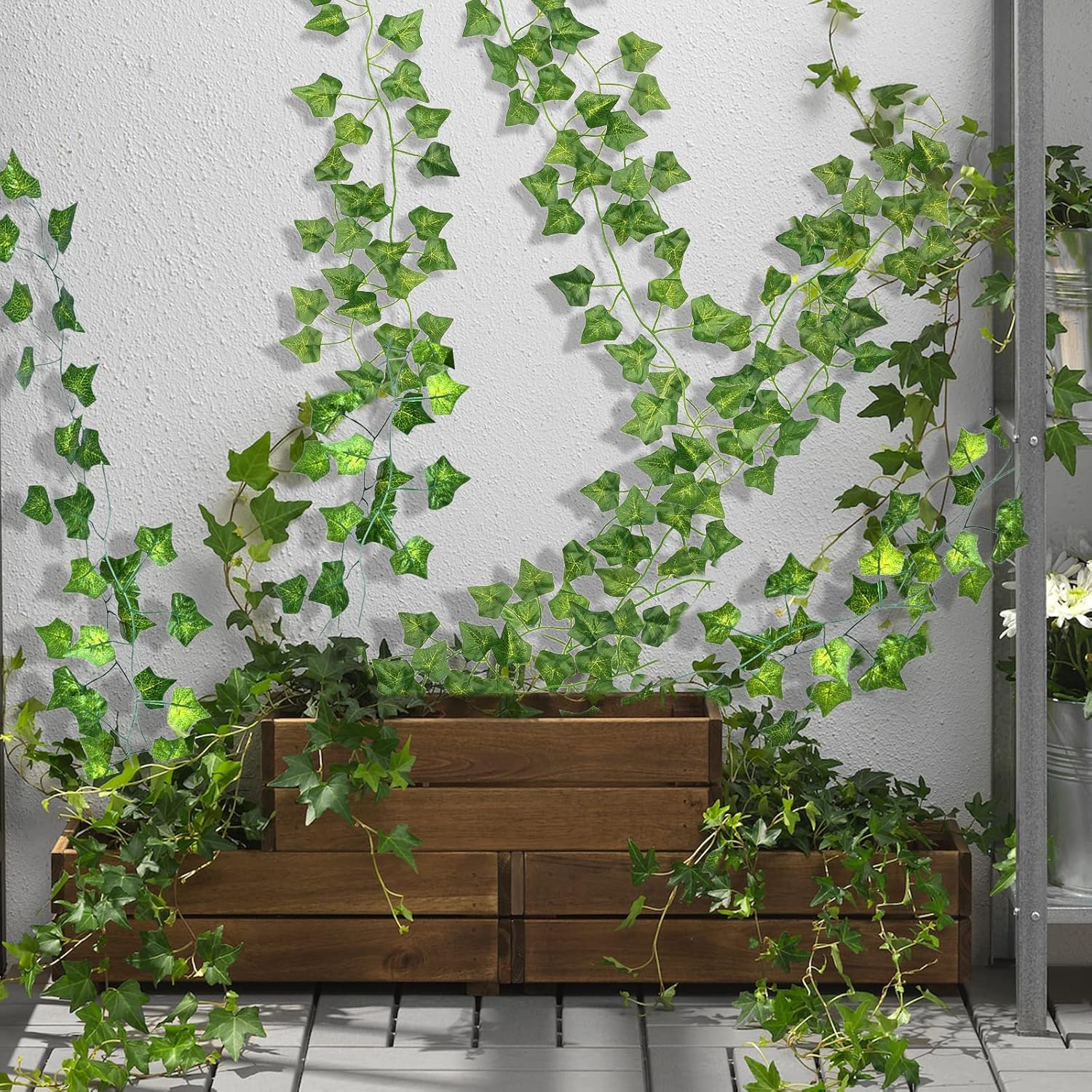 CQURE 120Pack 420Ft Artificial Ivy Fake Vines,Ivy Garland Greenery Garland Fake Hanging Plants Vines Aesthetic Green Leaves for Bedroom Wedding Party Garden Wall Room Decor