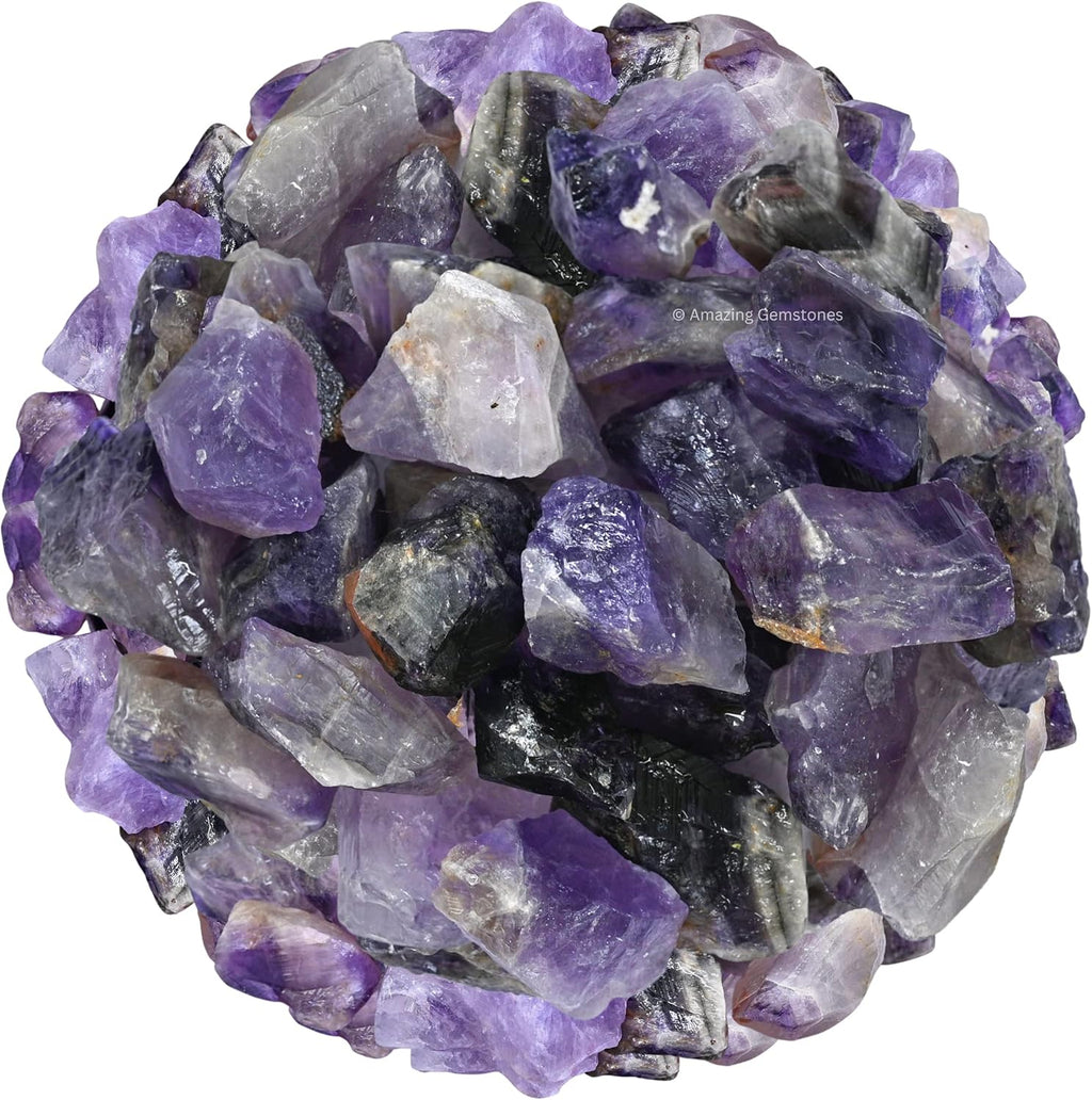 Amazing Gemstone Amethyst Raw Crystals and Healing Stones, Natural Rocks for Tumbling and DIY Raw Stones and Crystals (1 lb)