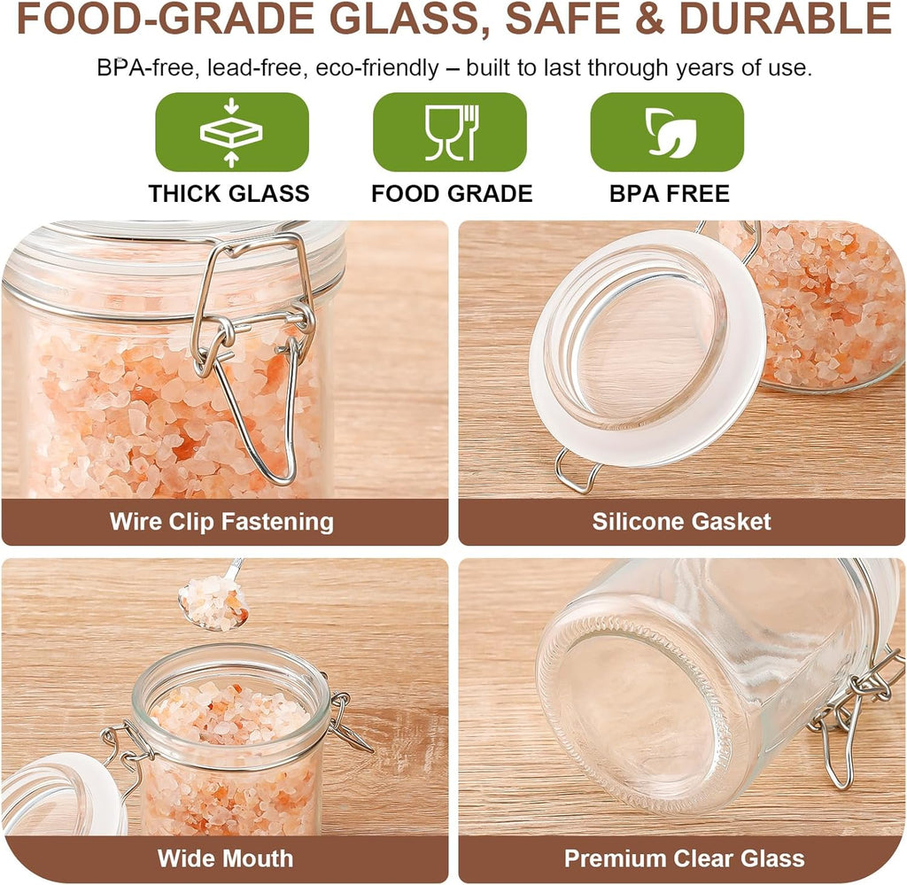 12 Pack Spice Jars, 8 oz Glass Containers with Airtight Lids, Small Herb Jars with Labels for Kitchen Storage