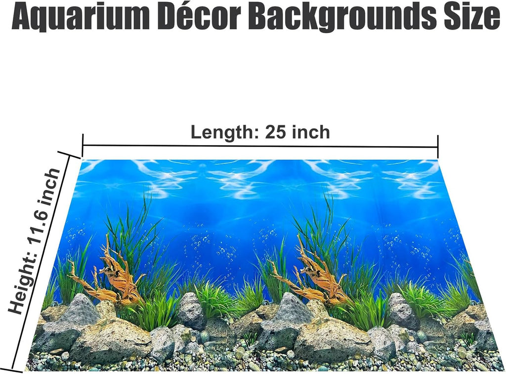 Aquarium Background Poster Water Plants 3D Coral Fish Tank Background Picture Double Sides Fish Tank Stickers 10 20 Gallon Tank 12"x 25"